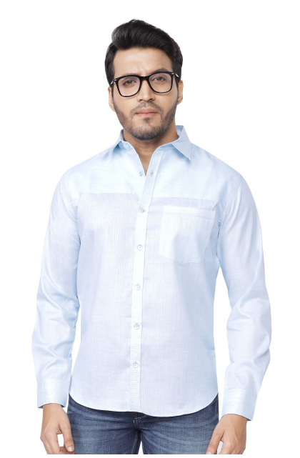 ICE BLUE COTTON CASUAL SHIRT