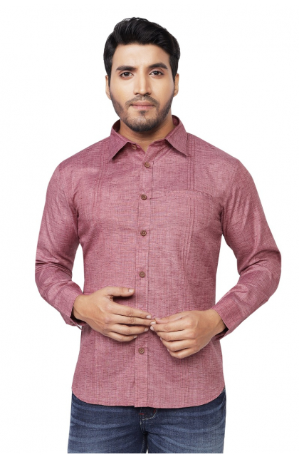 ONION PINK COTTON CASUAL FULL SHIRT