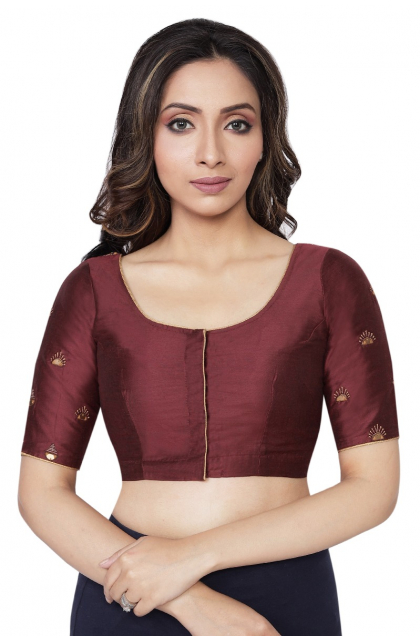 MAROON COTTON TUSSAR EMBROIDERED EXCLUSIVE BLOUSE