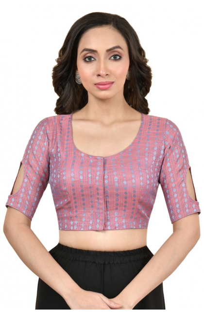 PINK JAQUARD WOVEN BLOUSE