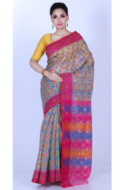 Multi color Cotton Silk Jamdani Saree