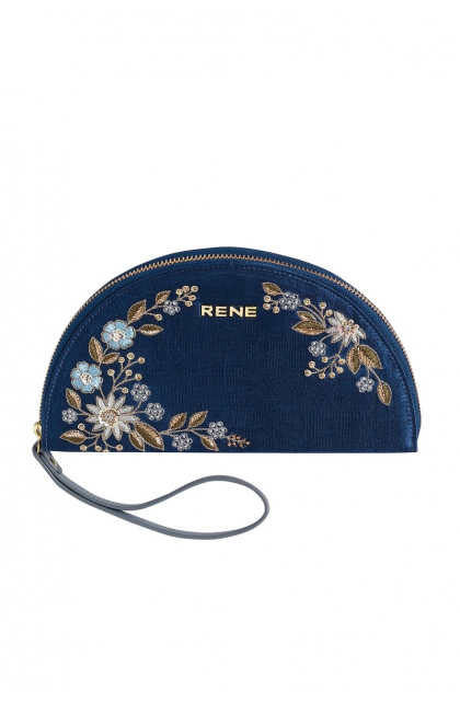 DENIM BLUE Sequin Embroidered Mashru Silk CLUTCH BAG