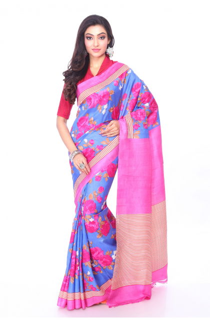 Multi Colour Printed Silk Saree