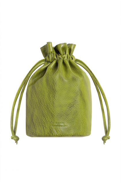 Genuine Leather Green Drawstring Bag