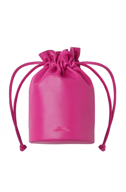 Genuine Leather Pink Drawstring Bag