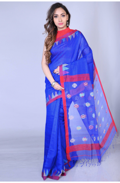 Blue Matka Silk Saree