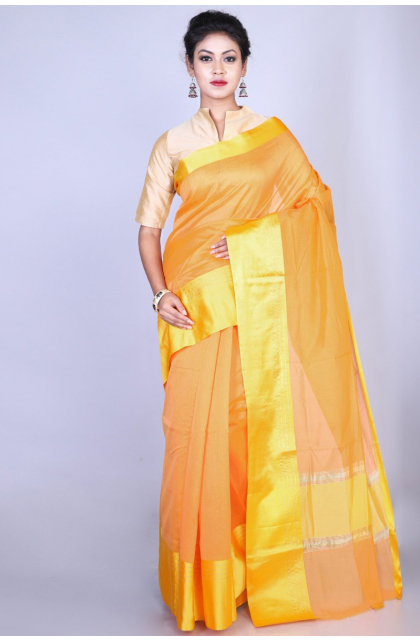 Yellow Poly Chanderi Saree