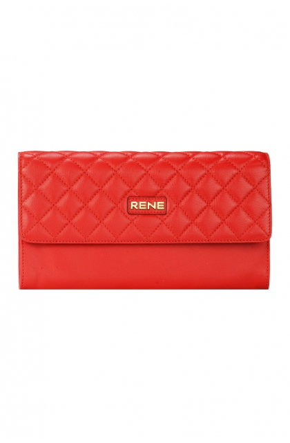 Genuine Leather Red Clutch