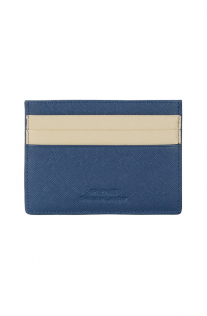 Genuine Leather Navy & Off-white Card Holder
