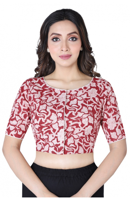 RUST COTTON PRINTED BLOUSE