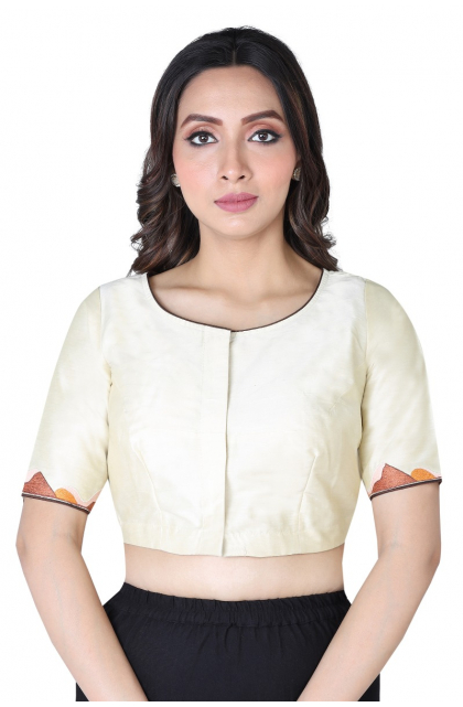 CREAM COTTON TUSSAR EMBROIDERED BLOUSE
