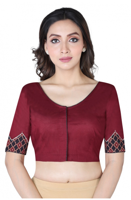 MAROON COTTON PRINTED BLOUSE