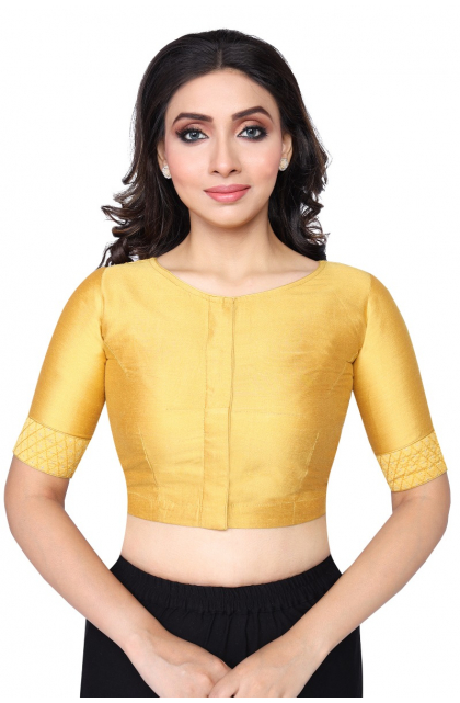YELLOW COTTON TUSSAR EMBROIDERED BLOUSE