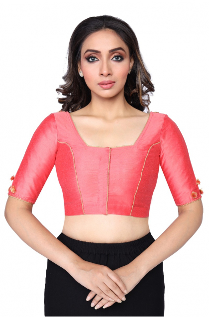 PINK COTTON TUSSAR EMBROIDERED BLOUSE