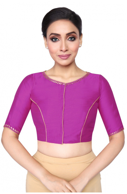 MAGENTA COTTON TUSSAR EMBROIDERED BLOUSE