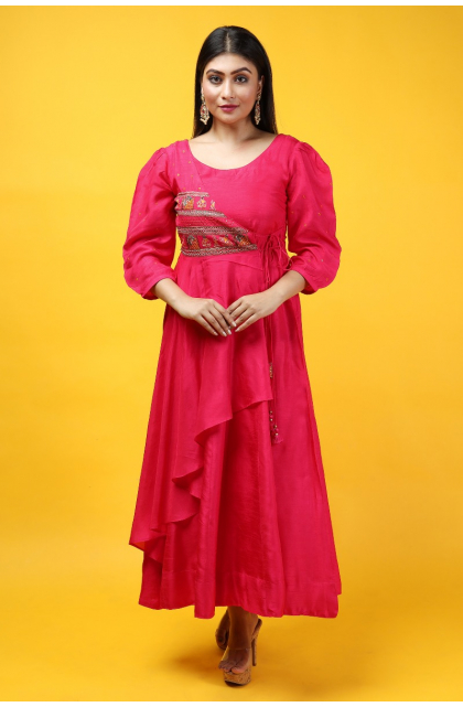 RED DOLA SILK EXCLUSIVE LONG DRESS