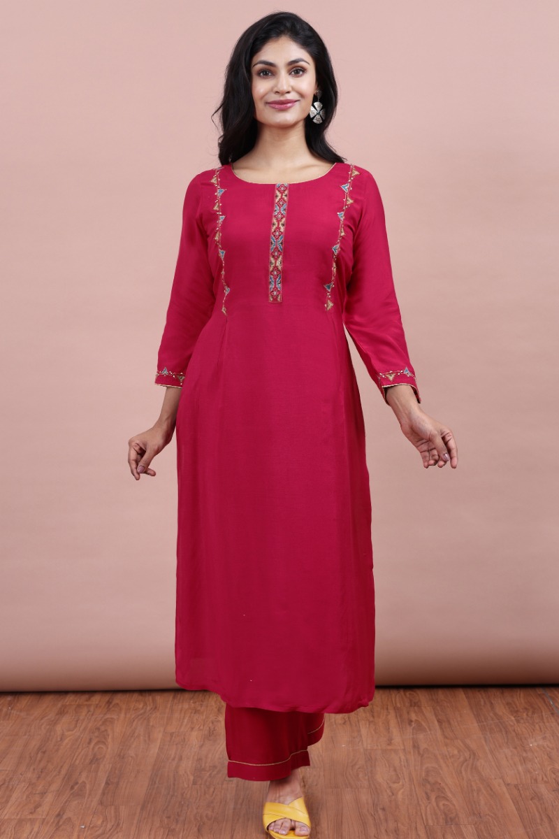 Red Exclusive Muslin Pant Set