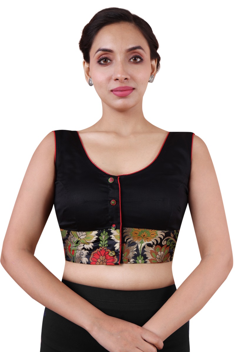 Black Dola Silk Embroidered Blouse