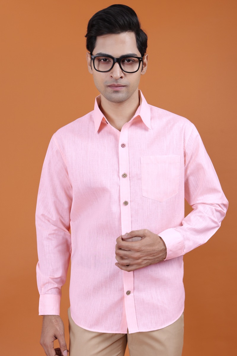 Pink Linen Full Shirt