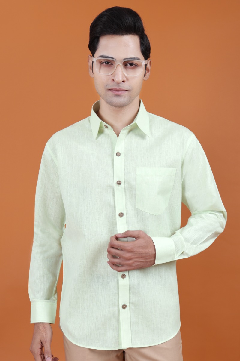 Green Linen Full Shirt