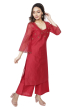 MAROON EMBROIDERED CHANDERI EXCLUSIVE PALAZZO SET