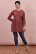 Maroon Cotton Ajrak Kurti