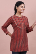Maroon Cotton Ajrak Kurti
