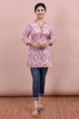 Pink Cotton Printed Kurti