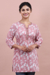 Pink Cotton Printed Kurti