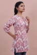 Pink Cotton Printed Kurti