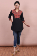 Black & Red Cotton Printed Kurti