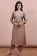 Dark Beige Exclusive Muslin Pant Set