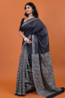 Black Printed Tussar Saree