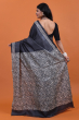 Black Printed Tussar Saree