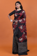 BlacK & Red Printed Silk Saree