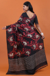 BlacK & Red Printed Silk Saree