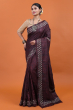 Wine Hand Embroidered Tussar Saree
