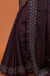 Wine Hand Embroidered Tussar Saree