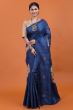 Blue Hand Embroidered Tussar Saree