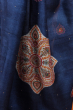 Blue Hand Embroidered Tussar Saree