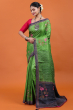 Green & Grey Hand Embroidered Tussar Saree