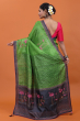 Green & Grey Hand Embroidered Tussar Saree