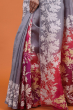 Pink & Grey Printed Silk Saree