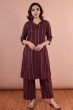 Maroon Cotton Printed Pant Set
