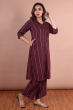Maroon Cotton Printed Pant Set