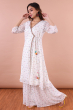 White Exclusive Chiffon Printed Sharara Set