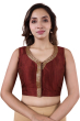 Maroon Dupion Silk Embroidered Blouse