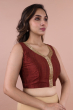 Maroon Dupion Silk Embroidered Blouse