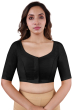 Black Cotton Slub Solid Blouse