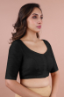 Black Cotton Slub Solid Blouse